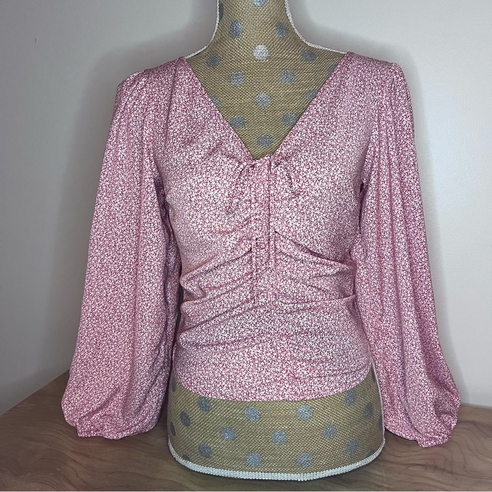 Abercrombie Pink Wildflower Ruched-back Top NWOT